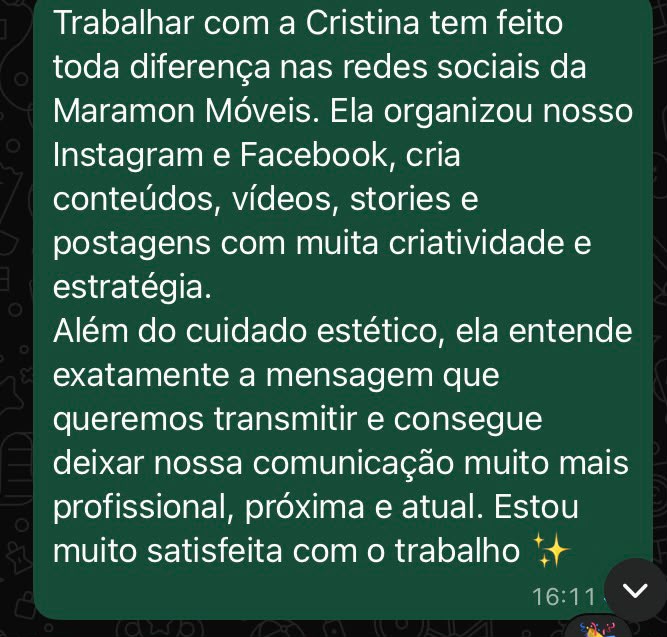Depoimento real de cliente no WhatsApp 14