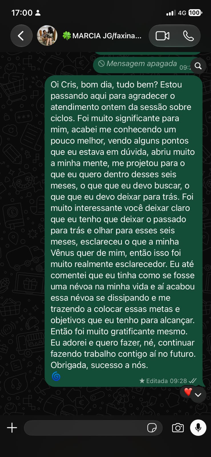 Depoimento real de cliente no WhatsApp 3